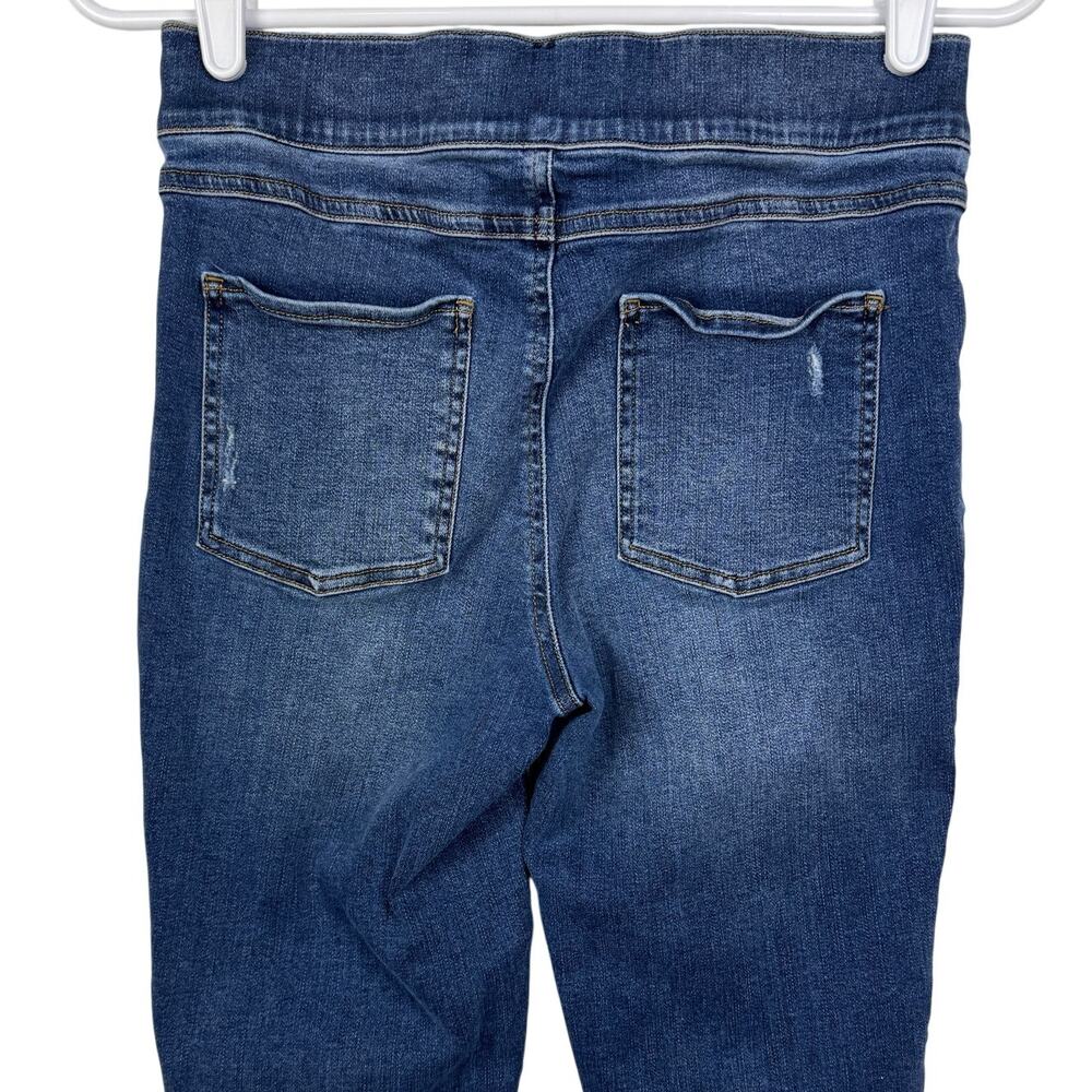 Women's Spanx Distressed Denim Ankle Skinny Raw Hem Stretch Pull On Legging sz M - Picture 4 of 9